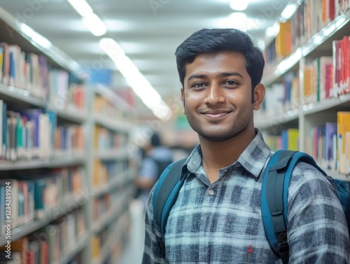 Smiling Student in Library