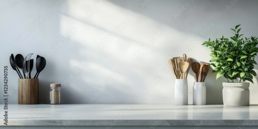 Obraz premium Clean, Modern Kitchen with Plant