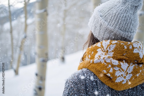 A woman bundled up in winter gear, walking in the snow