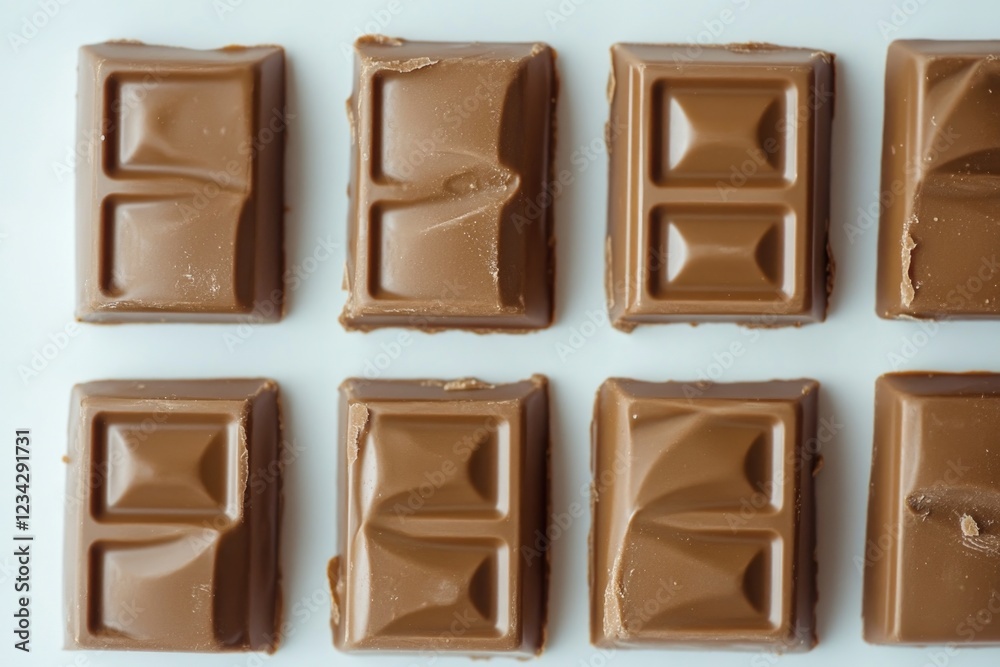 Six pieces of chocolate stacked on top of each other Six pieces of chocolate stacked on top of each other