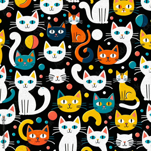 Cats. Oil paint. Animal illustration. Design for use in graphics.