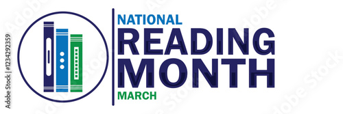 National Reading Month. March. Vector illustration. Design element for banner, poster or card.