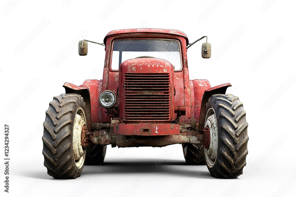 Powerful Red Farm Tractor with Striking White Wheels: A Symbol of Agricultural Strength and Modern Farming Techniques. Perfect for agricultural websites, brochures, and marketing materials Powerful Red Farm Tractor with Striking White Wheels: A Symbol of Agricultural Strength and Modern Farming Techniques. Perfect for agricultural websites, brochures, and marketing materials