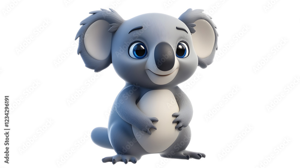 Naklejka premium Cute and Playful Cartoon Koala Bear Character in 3D