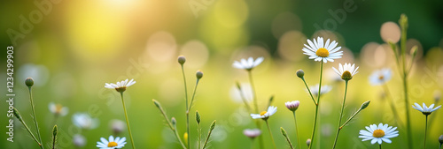 blüten und gras bilden einen breiten bokeh der photo