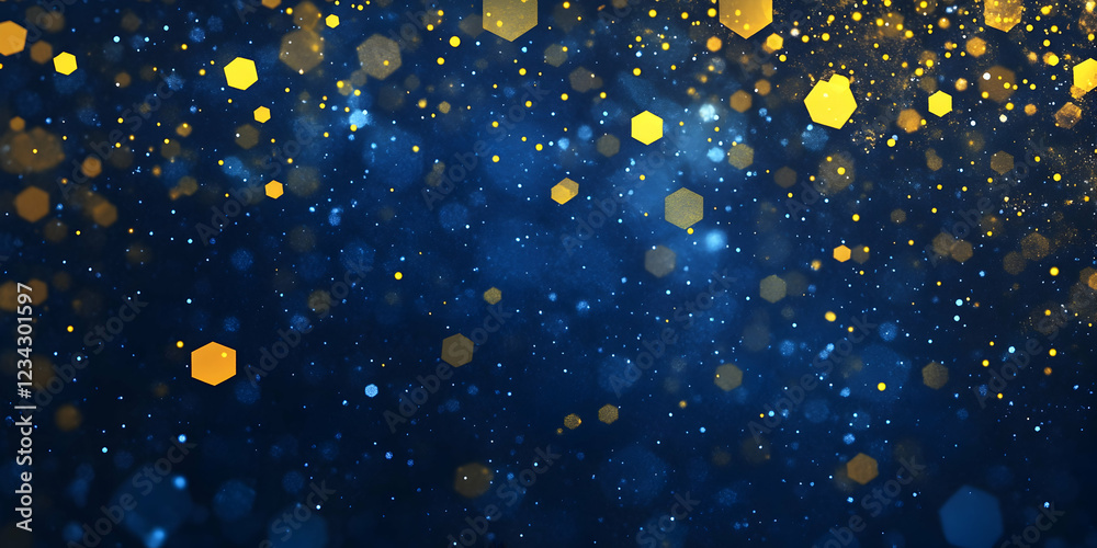 Abstract background with glowing hexagons, a futuristic technology, hexagons flying in air Abstract background with glowing hexagons, a futuristic technology, hexagons flying in air