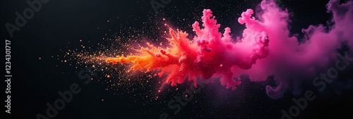 colorful powder explodes frozen motion darkened black photo