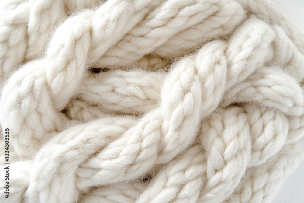 A close-up shot of a white yarn ball, suitable for textile or craft-related projects A close-up shot of a white yarn ball, suitable for textile or craft-related projects