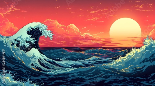 Dramatic Seascape in Comic Book Style Awe Inspiring Oceanic Visions