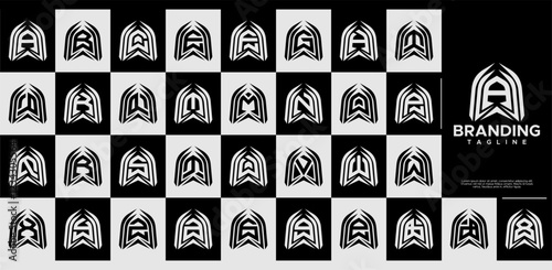 Luxury line abstract arch dome letter A-Z logo set