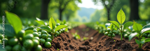 green coffee beans grow beautiful natural settings trees seedlings amidst serene outdoor