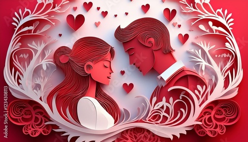 Valentine's day illustrations of an heartwarming couple