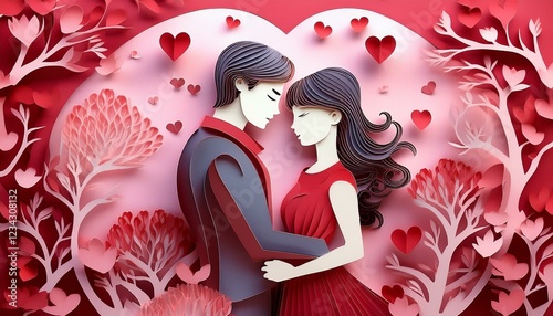 Valentine's day illustrations of an heartwarming couple