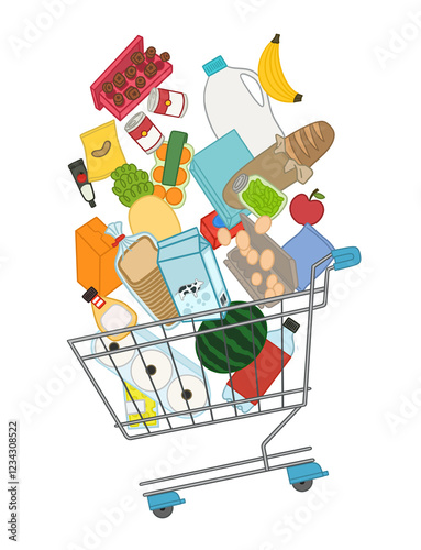 shopping cart with groceries dynamic 