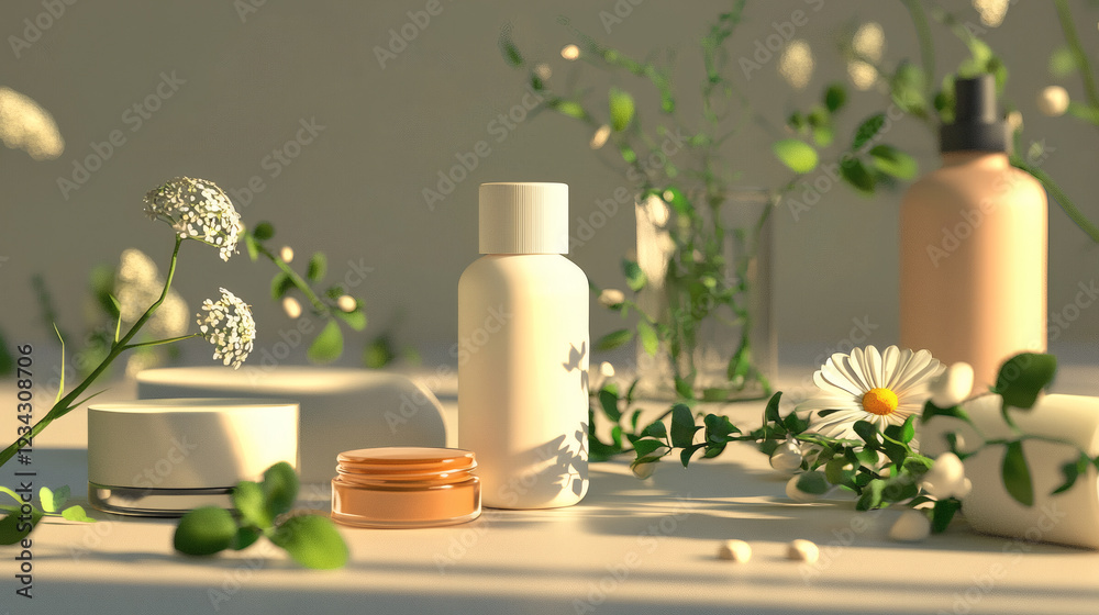 Table arrangement with various flowers in vases and decorative bottles for event decor Table arrangement with various flowers in vases and decorative bottles for event decor