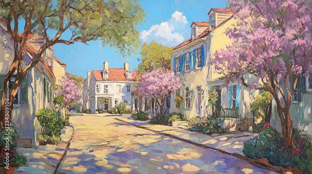 Naklejka premium Charleston Charm: A Springtime Stroll