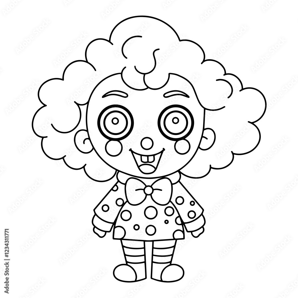 Obraz premium Cute girl circus clown illustration on white background Digital