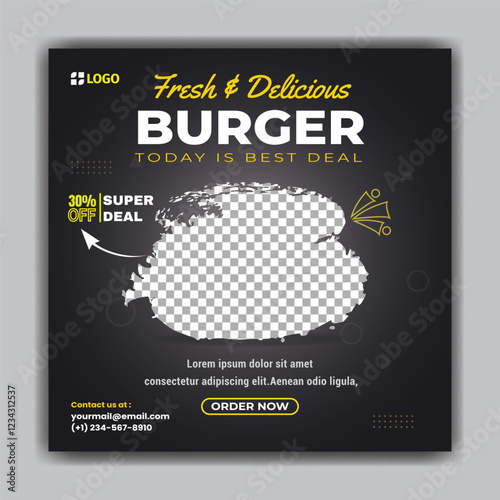 delicious burger poster and template