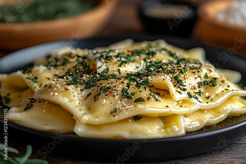 Buttery Ravioli with Herb and Cheese Garnish photo