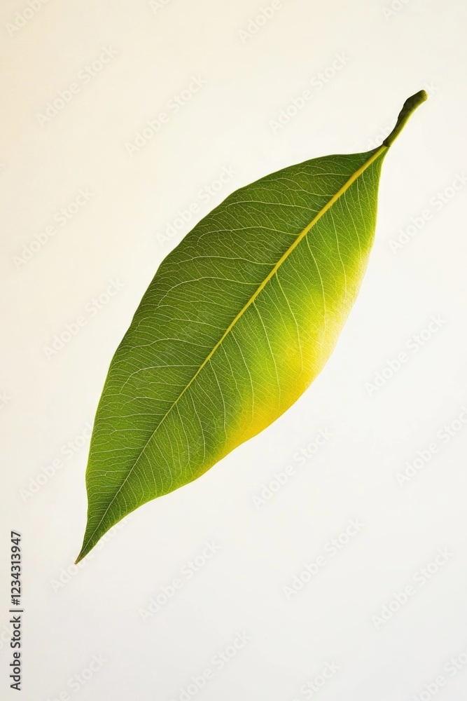 Obraz premium A single green leaf suspended in mid-air