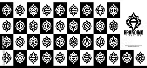 Simple line abstract initial A-Z letter logo set