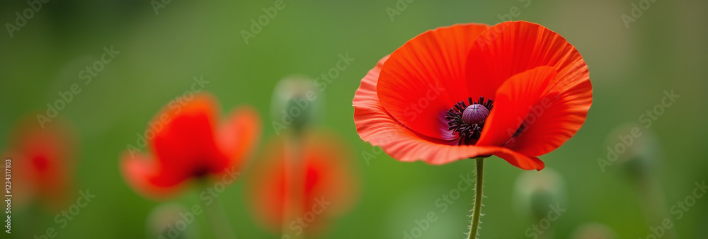 Naklejka premium poppy delicate yet vibrant red flowering plant often used gardens