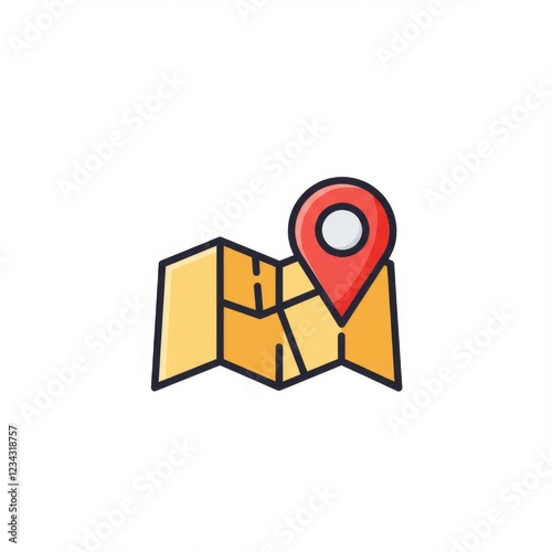 Free Download Minimalist Icon of Food Delivery Tracking Map with Location Pin - GFXLoad