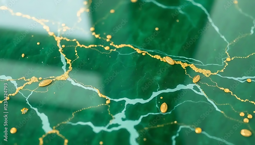 Emerald Green Resin Art With Gold Accents Emerald Green Resin Art With Gold Accents