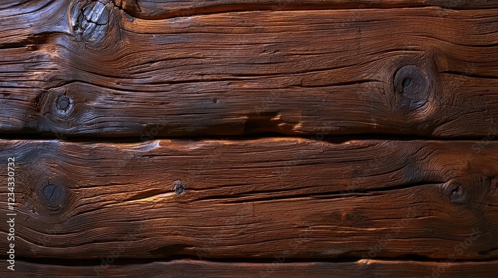 Naklejka premium Textured brown wooden planks with natural patterns and grooves, white isolate background.