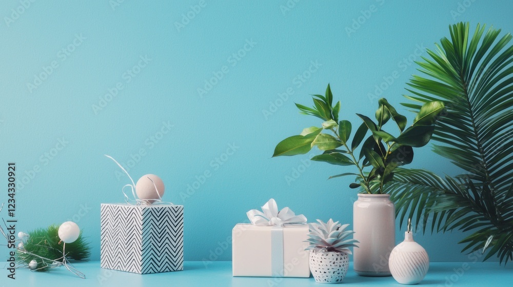 Spa products with tropical leaves
