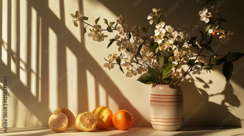 Minimalist fruit arrangement in sunlight Minimalist fruit arrangement in sunlight