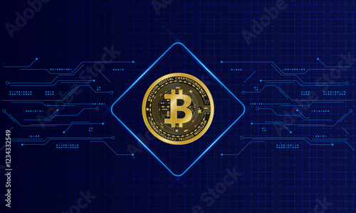 Golden bitcoin digital currency , futuristic digital money	
