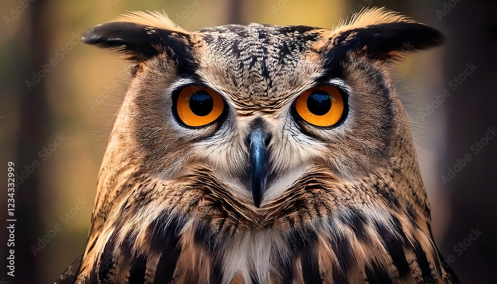 Fototapeta premium Curious Owl with Golden Eyes