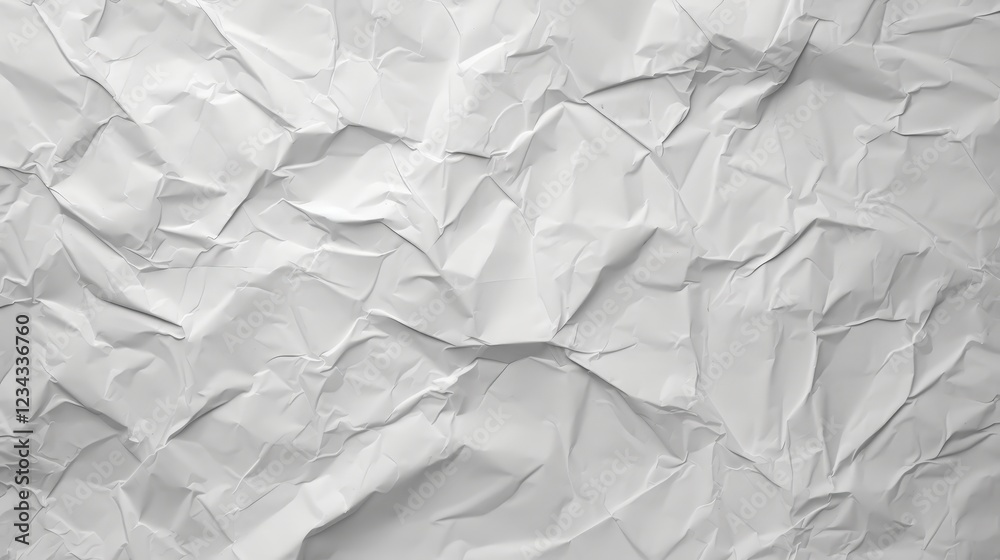 Fototapeta premium Crumpled White Paper Textured Background Ideal for Design, Mockup, and Print Projects with Subtle Shadows and Highlights