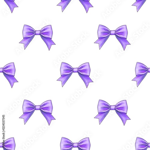 Seamless Pattern Violet Bow on White Background