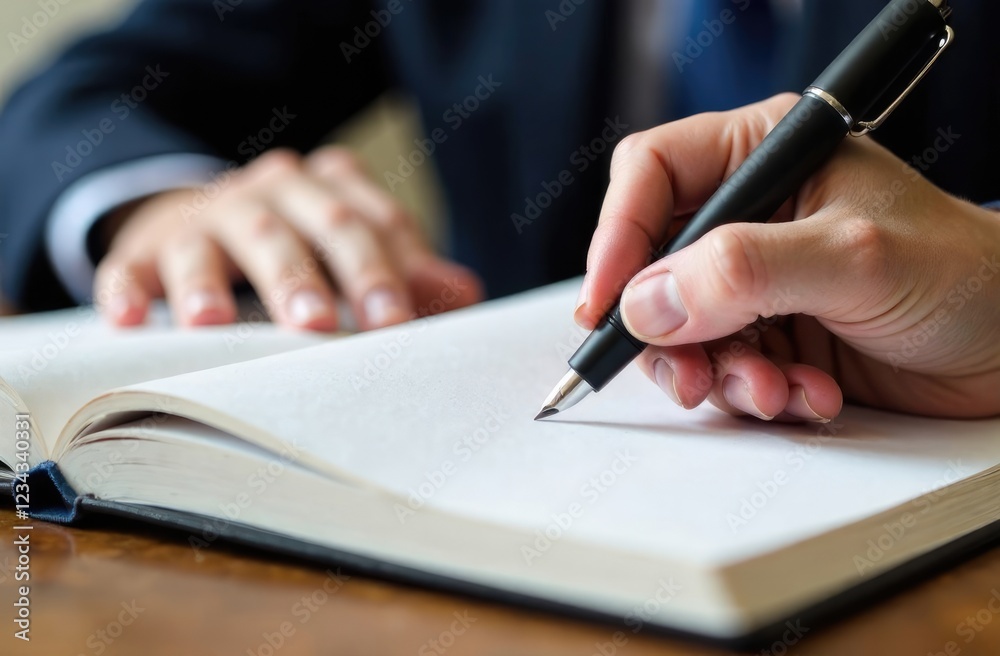 Close-up of a man's hand writing on a notepad. Close-up of a man's hand writing on a notepad.