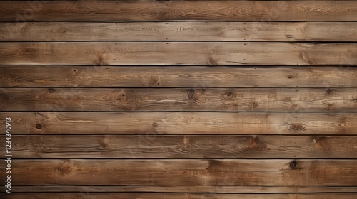 Detailed View of Old Weathered Brownish Wooden Planks Arranged Horizontally with Natural Grain and Texture for Background or Design Purposes