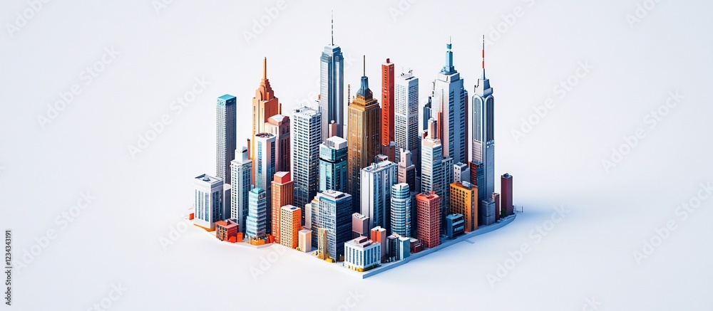 Obraz premium Isometric Low-Poly Cityscape: A Modern Architectural Marvel