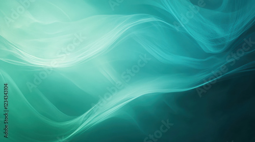 Abstract turquoise green background flowing smooth lines
