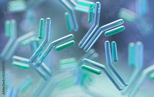 3d rendering of antibody Immunoglobulin molecule background. photo