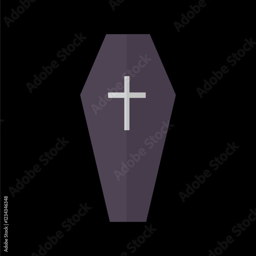 Minimalist Coffin Icon with Cross Icon vector