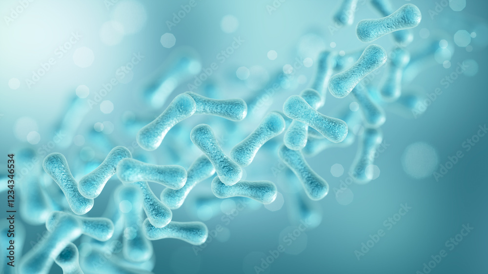 Foto Probiotic bacteria, Lactobacillus , 3d illustration.