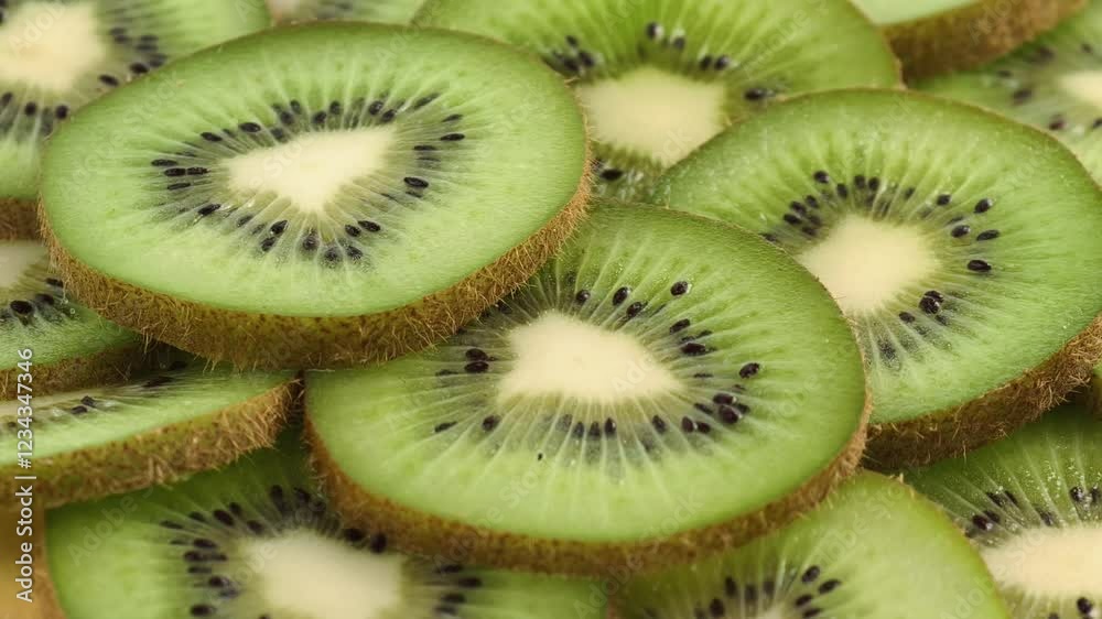 Macro Shot of Rotating Kiwi Fruit Slices Macro Shot of Rotating Kiwi Fruit Slices