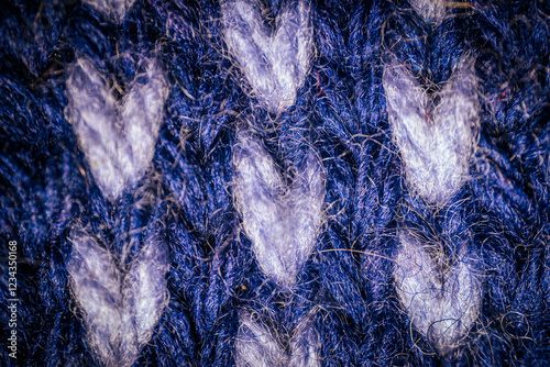 Wallpaper Mural A macro view of blue knitted fabric with a repeating white pattern, highlighting the intricate stitching and soft texture. The design creates a cozy and artistic feel. Torontodigital.ca