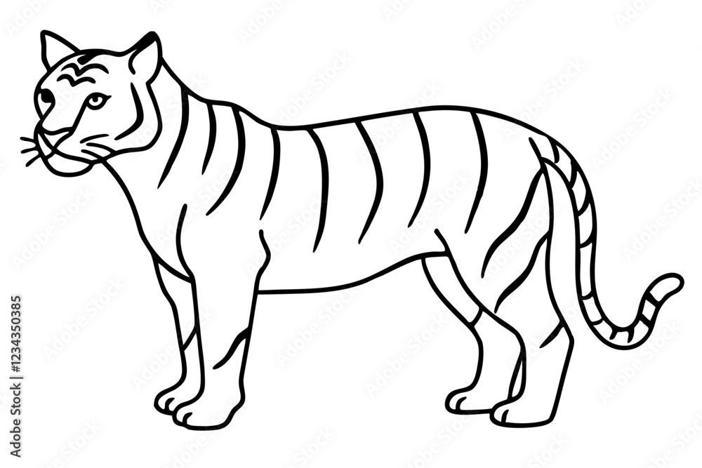 Minimalist Tiger Single Line Vector Design Minimalist Tiger Single Line Vector Design