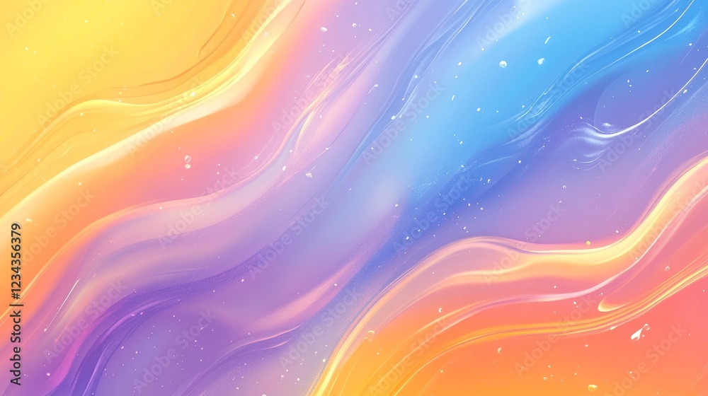 A background of abstract liquid marble in shades of blue, purple, orange, and yellow A background of abstract liquid marble in shades of blue, purple, orange, and yellow