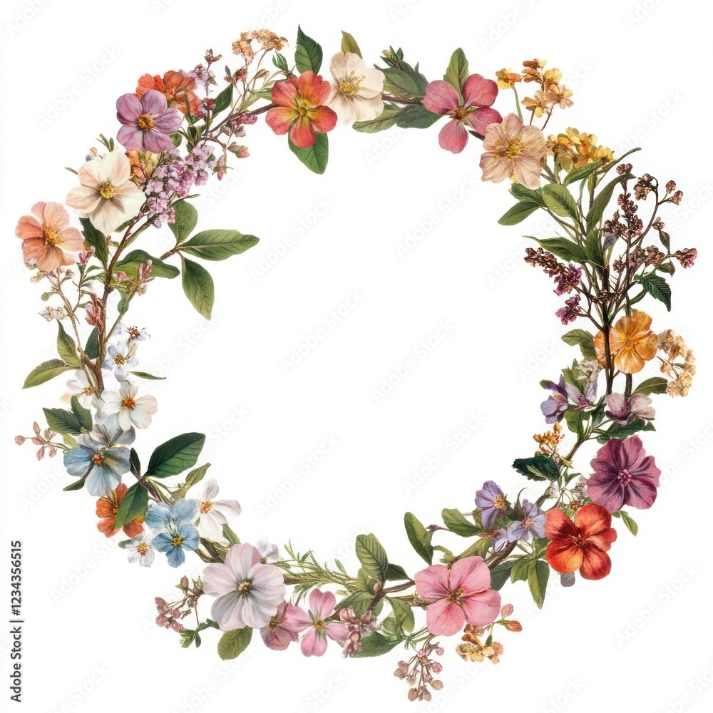 Fototapeta premium Victorian art botanical blossom vibrant.