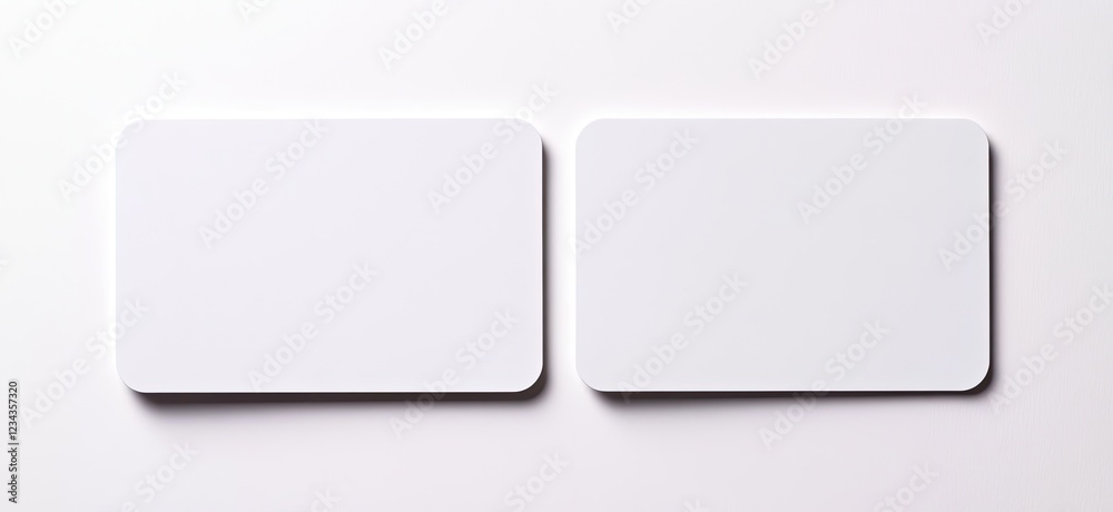 Set of white blank business cards or brochures isolated on a white background with a clipping path, top view. Set of white blank business cards or brochures isolated on a white background with a clipping path, top view.