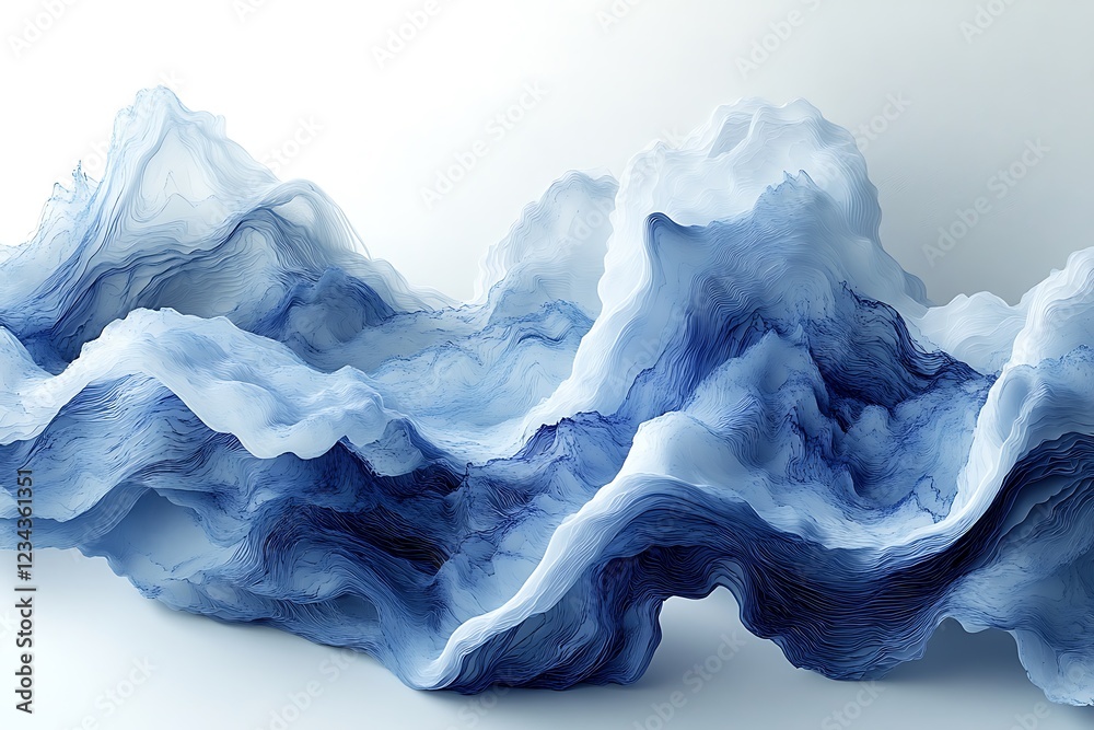 Obraz premium Abstract Blue Waves Sculpted Landscape