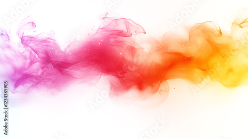 Vivid Colorful Smoke Mist in Abstract Color Gradient on White Background photo